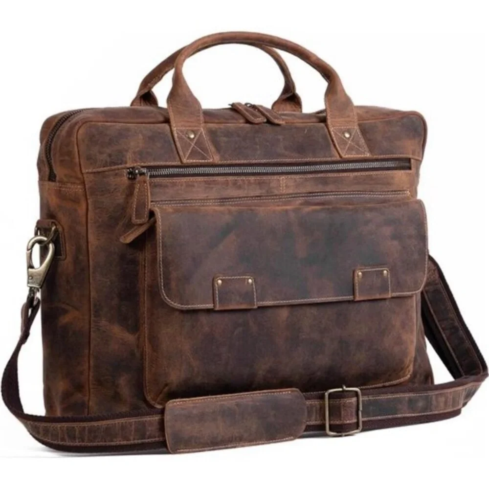 Leather briefcase 18 Inch Laptop Messenger Bags for Men and Women